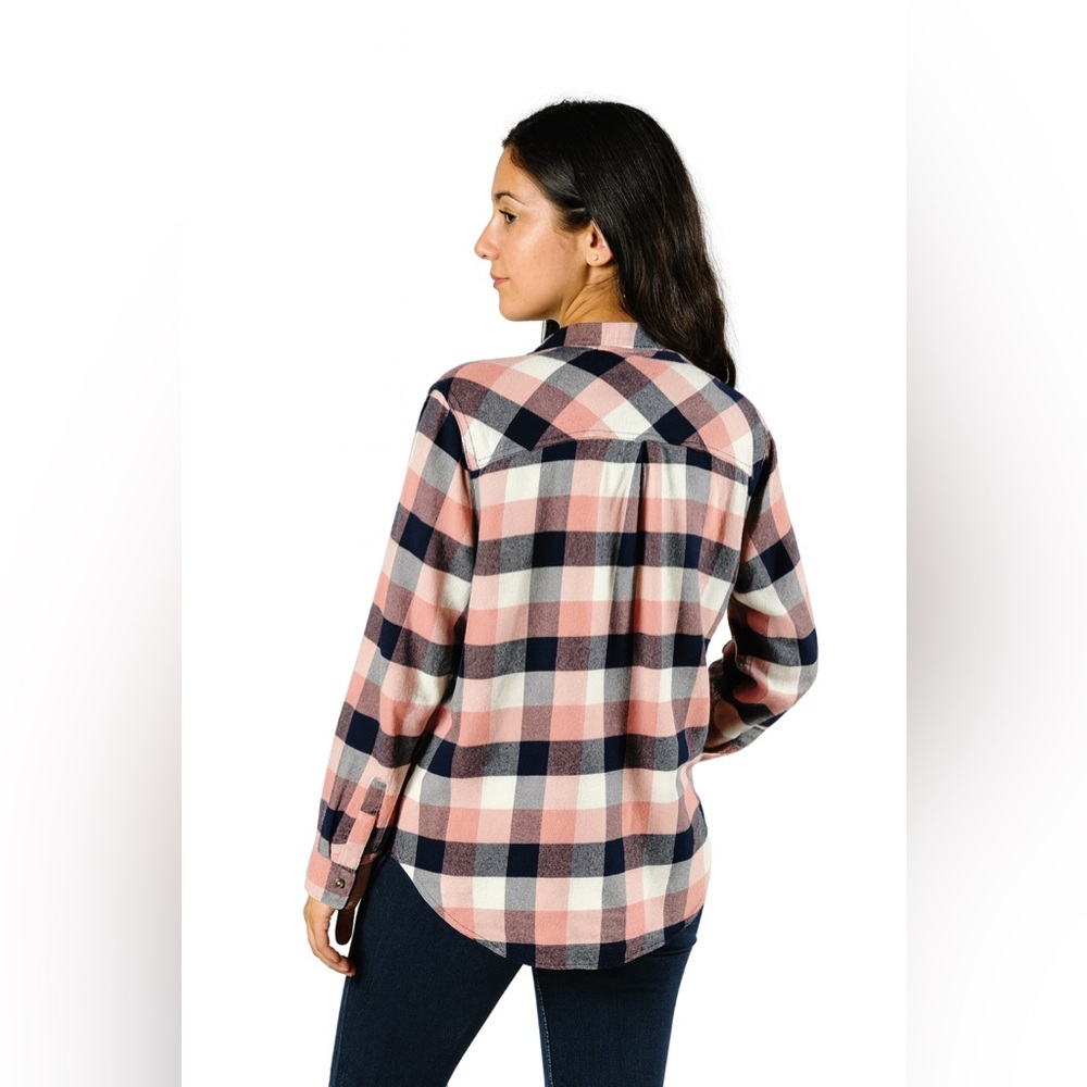 Maurices Pink, Navy & White Plaid Button-Up Shirt – Size XL - Picture 3 of 15